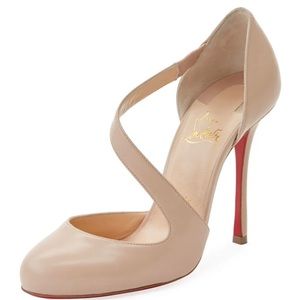 NIB Christian Louboutin Decalcoco Nappa Shiny Nude Sz 38.5